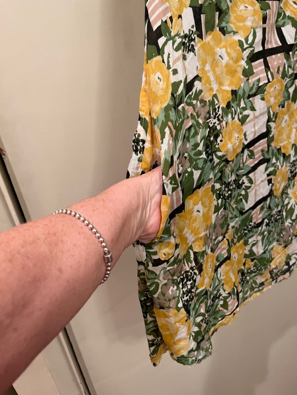 Porridge Sleeveless Yellow Floral Button-Front Mini Dress / Tunic size small - Picture 4 of 8